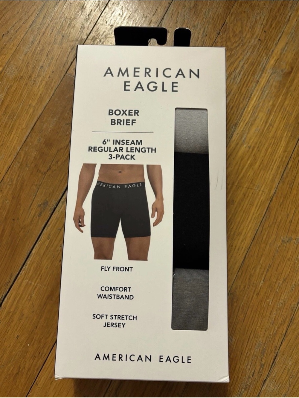 American Eagle 6” Boxer Briefs Men’s 3-Pack Gray Black Multi NWT Size Small